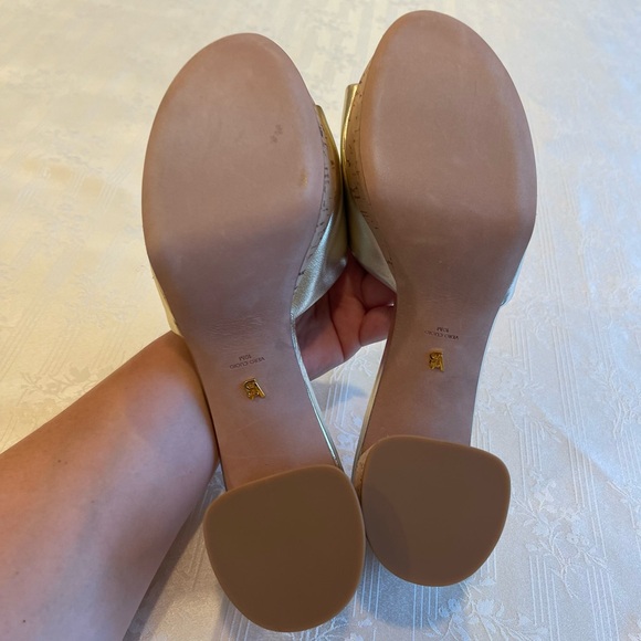 Veronica Beard Dali 70MM Metallic Leather Platform Sandals - Picture 12 of 12